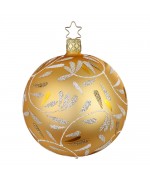 NEW - Inge Glas Glass Ornament - Silver Leaf Gold Ball
